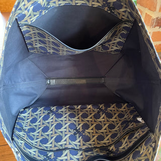 TORY BURCH Blue Basket Weave Print Nylon Tote