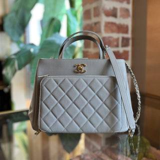 CHANEL Business Affinity Small Gray Caviar Tote Bag