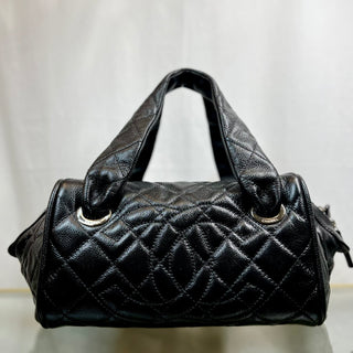 CHANEL CC Timeless Bowler Black Caviar Quilted Satchel Bag