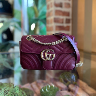 GUCCI GG Marmont Medium Rosso Ancora Red Leather Shoulder Bag