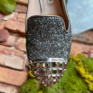 MIU MIU Silver Sequin Flats SZ 36 (US 6)
