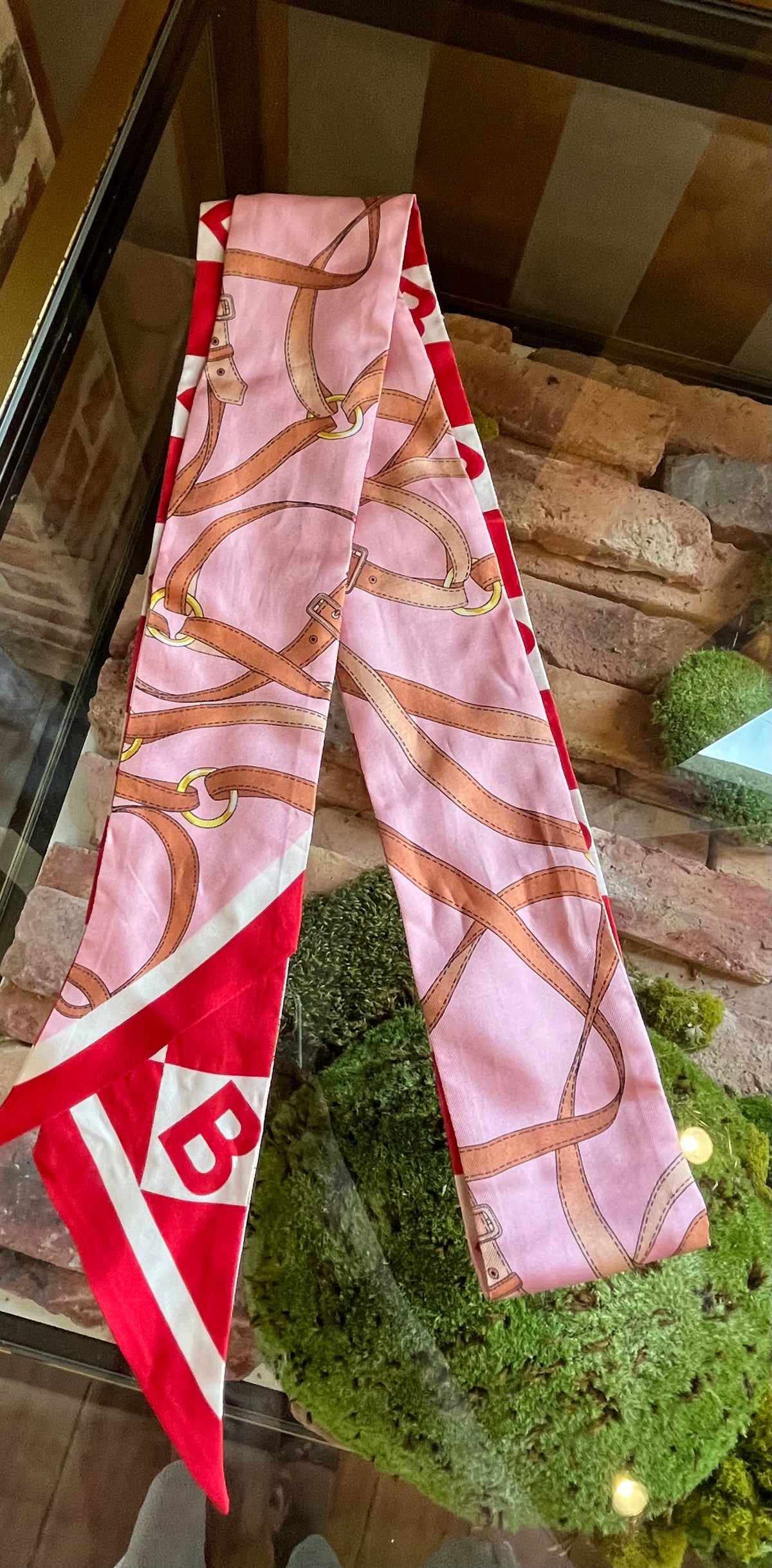 BURBERRY Pink/Red Twilly Scarf