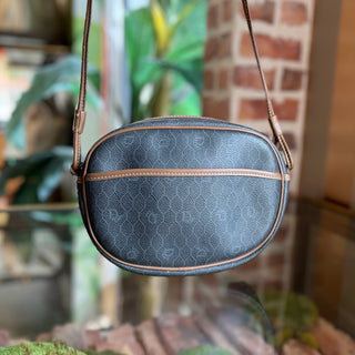 DIOR Vintage Black Honeycomb Monogram Canvas Crossbody Bag