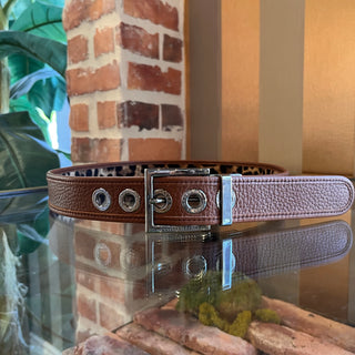 DOLCE & GABBANA Leopard Print Canvas Reversible Belt SZ 85/34