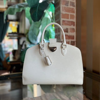 LOUIS VUITTON Pont Neuf White Epi Leather Satchel Bag