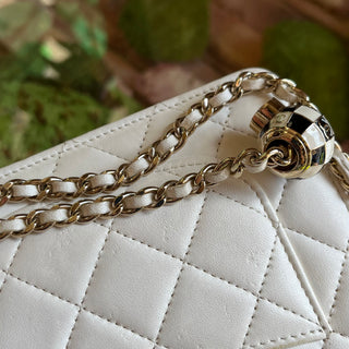 CHANEL Pearl Crush White Calfskin Wallet on Chain Crossbody Bag
