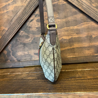 GUCCI Ophidia Half Moon Hobo Beige Ebony GG Coated Canvas Shoulder Bag