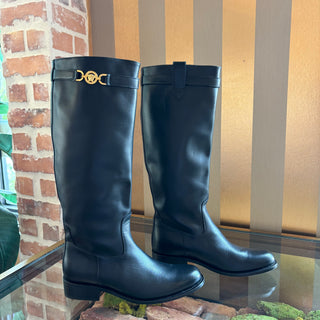 VERSACE Medusa '95 Round Toe Knee-High Boots 40