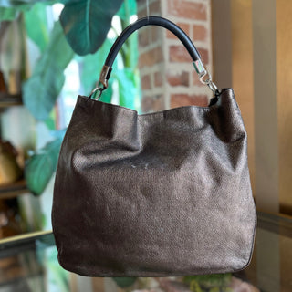 SAINT LAURENT Roady Brown Glitter Soft Leather Hobo Bag