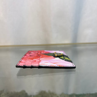 PRADA Floral Print Saffiano Card Holder