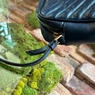 SAINT LAURENT Lou Navy Blue Calfskin Matelasse Monogram Crossbody Bag