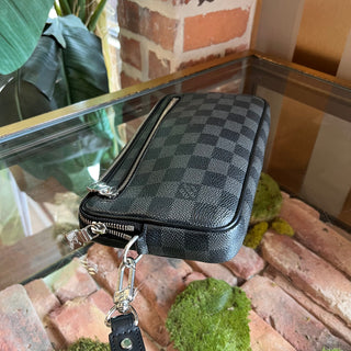 LOUIS VUITTON Damier Graphite Canvas Black Wristlet Pouch