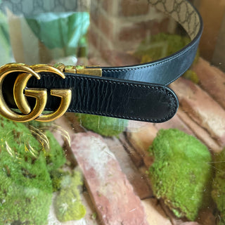GUCCI Supreme Black GG Canvas Reversible Belt 80/32(4US)