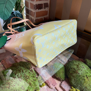 LOUIS VUITTON Neverfull MM Light Pink By The Pool Giant Monogram Tote Bag