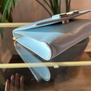 FERRAGAMO Light Blue Ginny Chain Shoulder Bag Medium