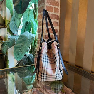 BURBERRY Small Canterbury Beige Haymarket Check Tote Bag