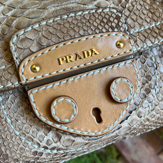 PRADA Pitone Delave Flap Beige Snakeskin Shoulder Bag