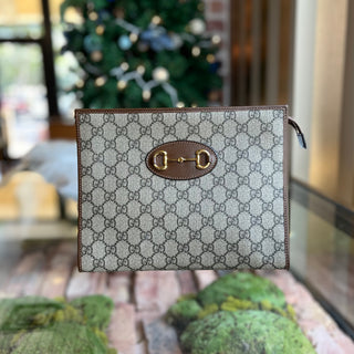 GUCCI 1955 Horsebit GG Supreme Canvas Clutch