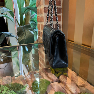 CHANEL Double Flap Classic Medium Black Lambskin Leather Shoulder Bag