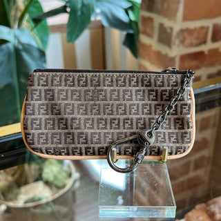 FENDI Zucchino Brown Canvas Coin Pouch Key Case