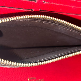 LOUIS VUITTON Clémence Damier Ebene Red Canvas Wallet