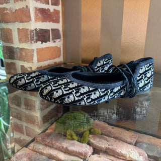 DIOR Poeme Velvet Oblique Laced Ballerina Flats SZ 38.5 (US 8.5)