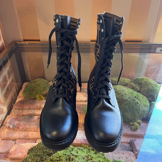 FENDI Black/Brown Zucca FF Combat Boots SZ 37.5 (US 7.5)
