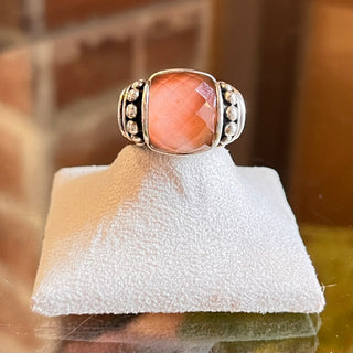 LAGOS Vintage Pink Quartz Sterling Silver Caviar Ring