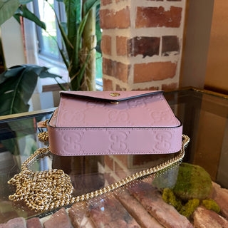 GUCCI Super Mini Jumbo GG Embossed Leather Crossbody Bag