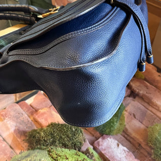 CHLOE Marcie Medium Royal Navy Calfskin Leather Shoulder Bag