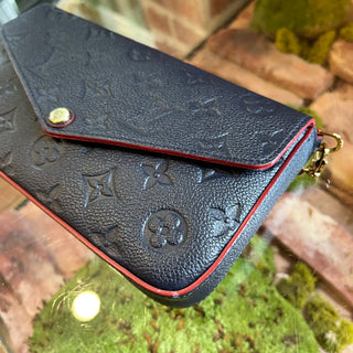 LOUIS VUITTON Pochette Felicie Marine Rouge Empreinte Leather Crossbody