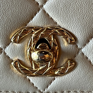 CHANEL Vintage Classic Top Handle Flap Bag Quilted Lambskin Medium