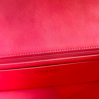 CHANEL Rectangular Mini Flap Pink Orange Lambskin Leather Top Handle