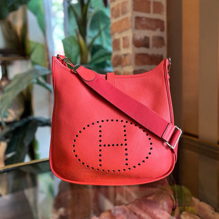 HERMES Evelyne PM III Bougainvillea Clemence Leather Crossbody Bag