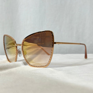 DOLCE&GABBANA DG2212 1298/8F Rose Gold Mirrored Oversized Sunglasses