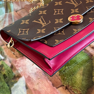 LOUIS VUITTON Flore Wallet Fuchsia Monogram Chain Crossbody