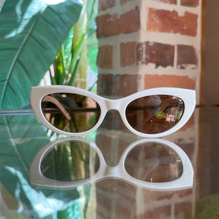 SAINT LAURENT SLM15 Ivory Acetate Cat Eye Sunglasses