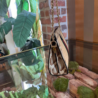 GUCCI Ophidia Small Raffia Snakeskin Chain Shoulder Bag