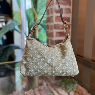 LOUIS VUITTON Baggy PM Green Denim Monogram Shoulder Bag