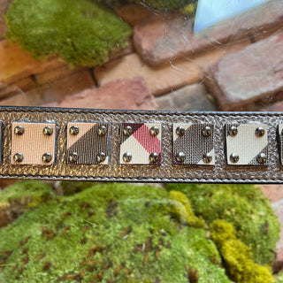 BURBERRY Multicolor Metallic Leather Coated Canvas Nova Check Square Belt 36/90