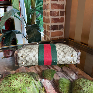 GUCCI Vintage Vertical GG Monogram Supreme Web Tote Top Handle Bag