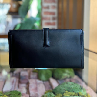 HERMES Jige 29 Black Swift Leather Clutch Bag