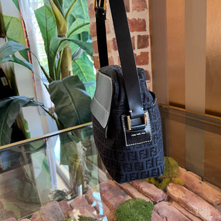 FENDI Canvas Zucca Print Crossbody Black
