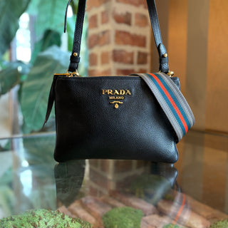PRADA Vitello Phenix Double Zip Crossbody