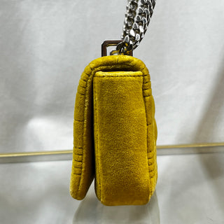 BURBERRY Lola Mini Yellow Velvet Quilted Crossbody Bag