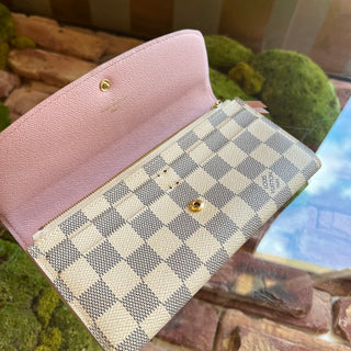 LOUIS VUITTON Damier Azur Rose Ballerine Emilie Wallet