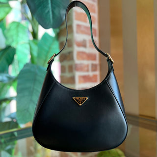 PRADA Cleo Black Leather Hobo Bag