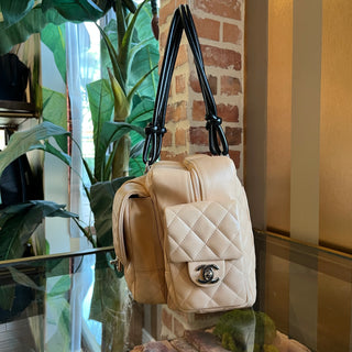 CHANEL Cambon Multipocket Large Beige Calfskin Reporter Bag