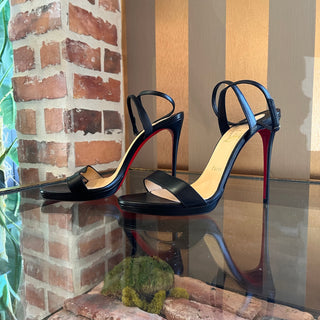 LOUBOUTIN Black Leather Strappy Heels SZ 39.5 (US SZ 9.5)