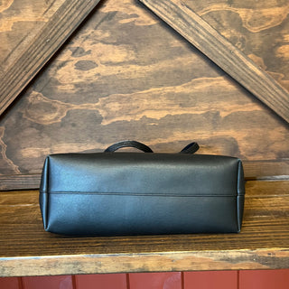 SAINT LAURENT East West Black Calfskin Leather Shopping Tote